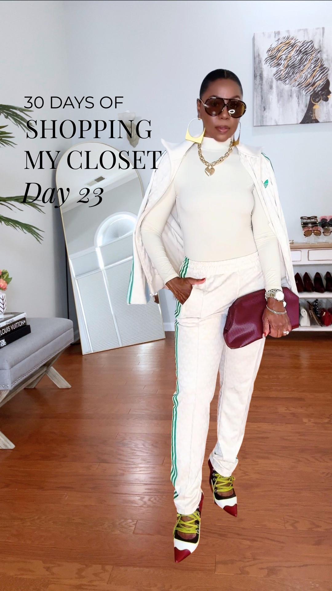 DAY 23/30: Shopping My Closet 🤍💚

Sporty, but make it fashion. ✨

I styled this Adidas tracksuit with a fitted cream bodysuit, statement heels, layered gold jewelry and a burgundy clutch for a sporty-chic fall look.

The heels are what took this from basic tracksuit to styled look for me. 😍

5’4 | 155 lbs | Size M

What I’m Wearing:

* Adidas Tracksuit  – M
* Bodysuit – M
* Akira heels – 9

This exact tracksuit is no longer available, but I linked similar.  Tap to SHOP!

Style it. Own it. SLAY it. 💋

#ShopMyCloset #SportyChic #FallStyle #FashionOver50 #MikoSlaysFashion

#LTKootd #LTKOver40 #LTKMidsize