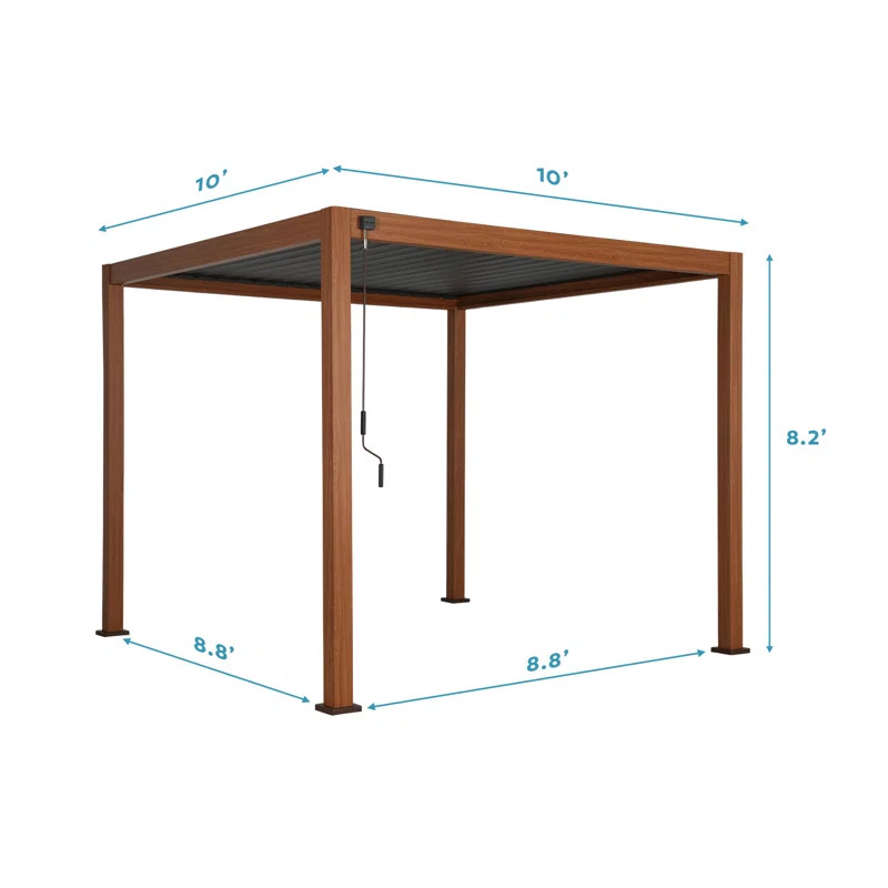 111S Takasho Wood Grain Aluminum Pergola with Adjustable Rainproof Louver | Wayfair North America