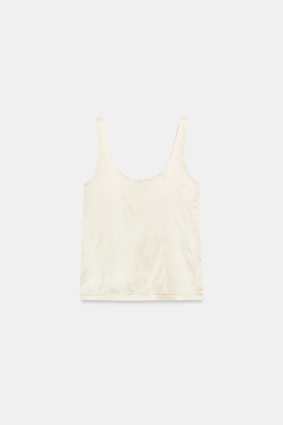 Top crafted from satin fabric. Round neckline and straps. | Zara UK