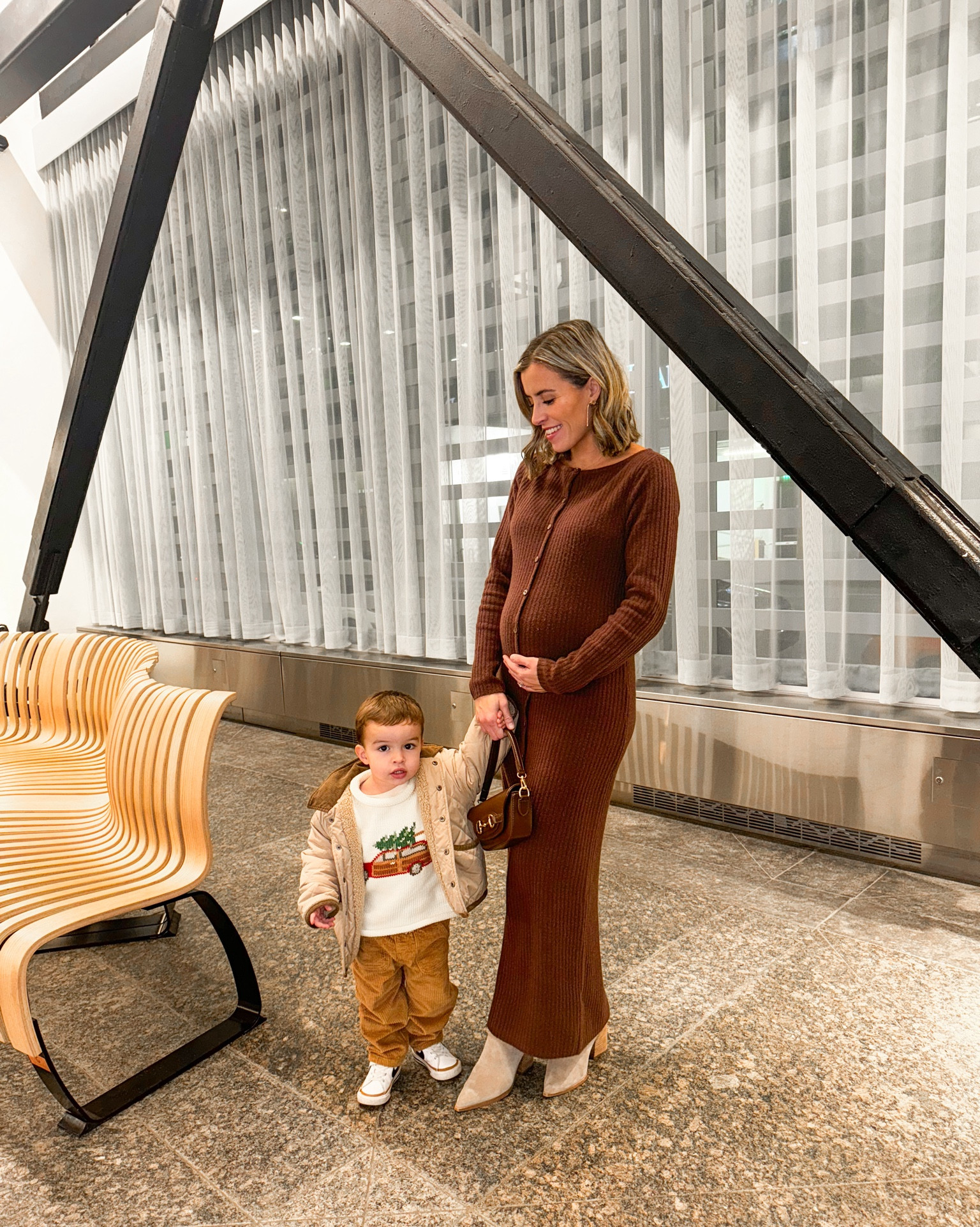 Sweater dress sized up to medium 
Date night outfit 
27 weeks pregnant 

#LTKBump #LTKFindsUnder100