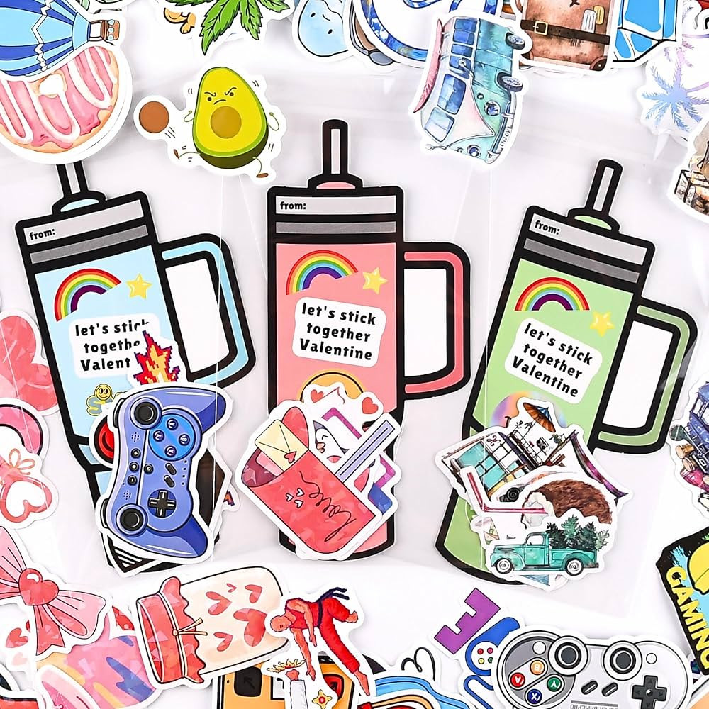 Stickers Valentines Cards for Kids Classroom - 48 Sets Valentine's Day Gifts for Class Exchange -... | Amazon (US)
