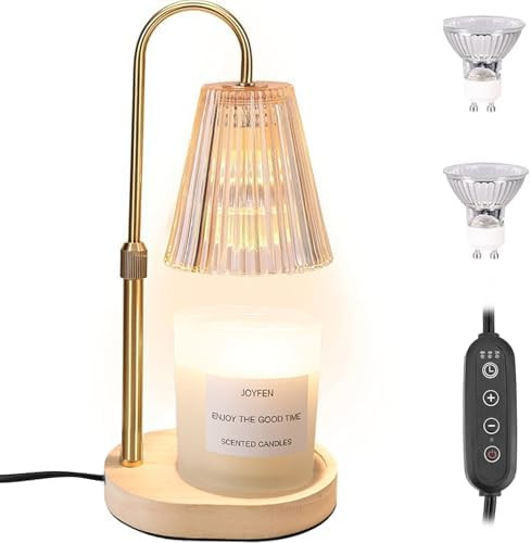 Flameless Candle Warmer Lamp with Timer: Dimmable Candle Warming Lamp with Dimmer & 2 Bulbs, Larg... | Amazon (US)
