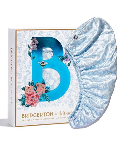 Kitsch Bridgerton x Satin Microfiber Hair Towel Wrap for Women - Valentines Gift for Her, Super Absorbent, Quick Dry, Anti-Frizz, for Long & Short Hairs, Turbans for Women, Hair Wrap - Toile de Blue | Amazon (US)