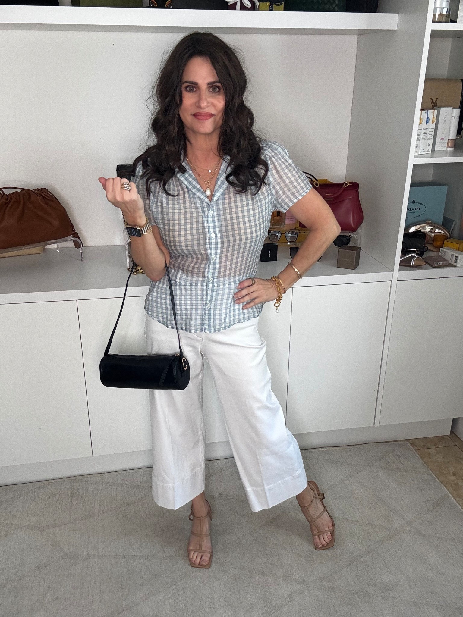 Gingham sheer blue top - perfect for spring ( wearing sm) pants xsp . #springstyle #casualspringinspo 
Both top and bottoms are on sale - even my Navy bag . 

#LTKSpringSale #LTKPetite #LTKOver40

#LTKSaleAlert #LTKOver40 #LTKSpringSale