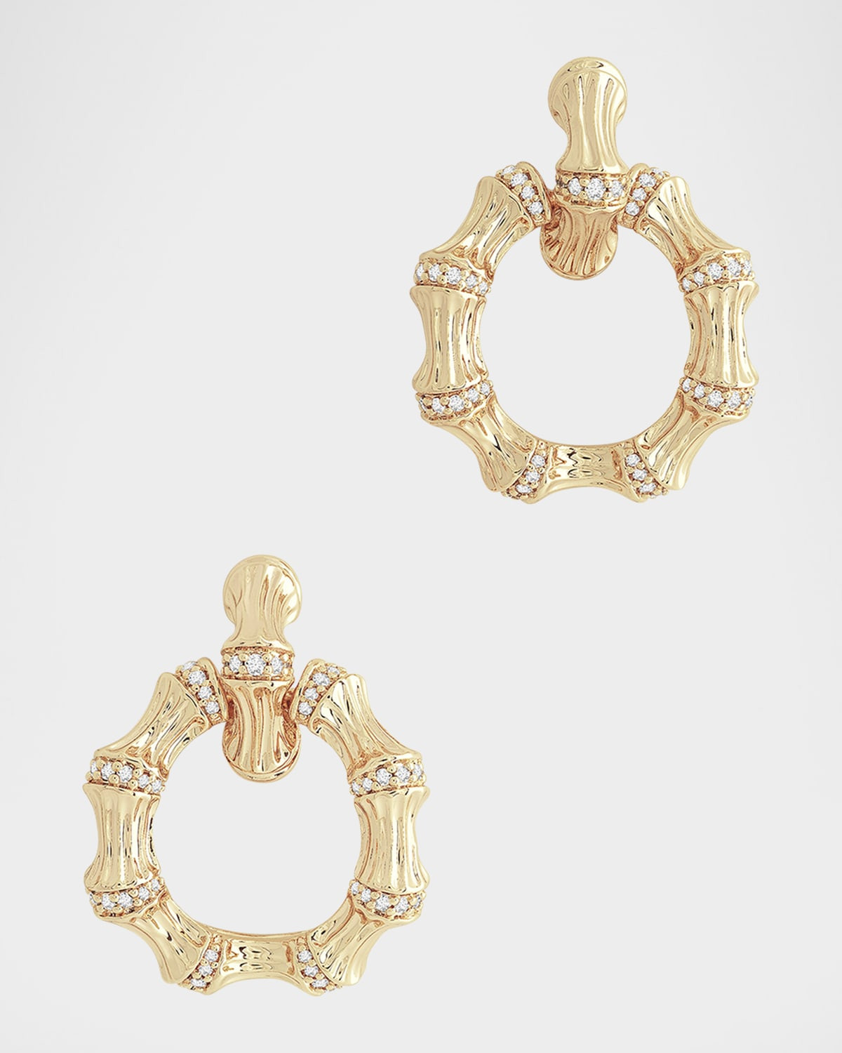 Cubic Zirconia Bamboo Double Hoop Earrings | Neiman Marcus