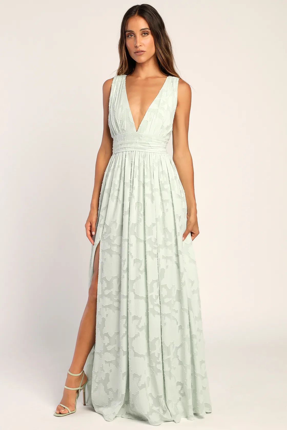 Sweet Sophistication Sage Green Burnout Floral Maxi Dress | Lulus