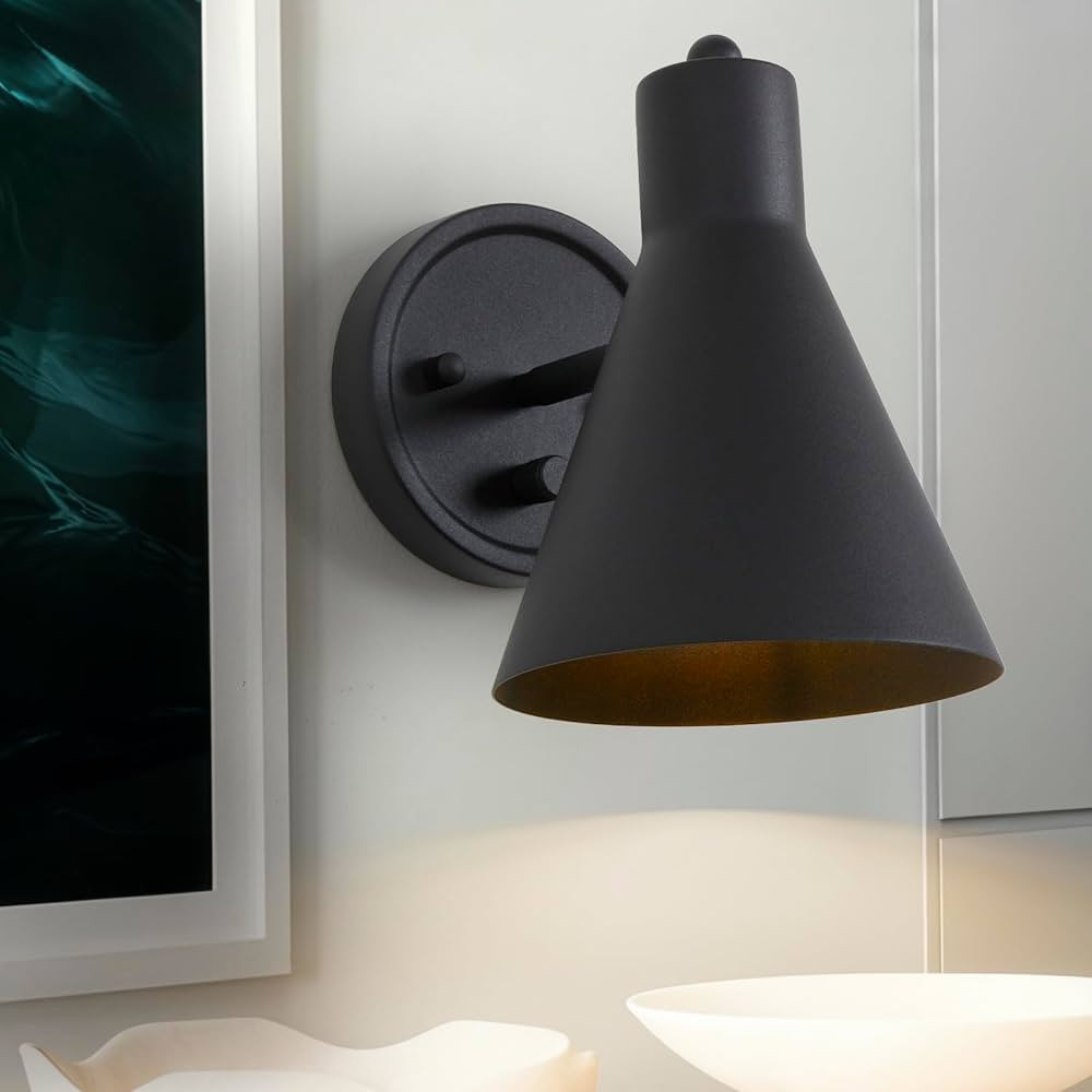 Wall Sconces Black Wall Sconce with Switch Bathroom Vanity Light with Metal Shade Dimmable Sconce... | Amazon (US)