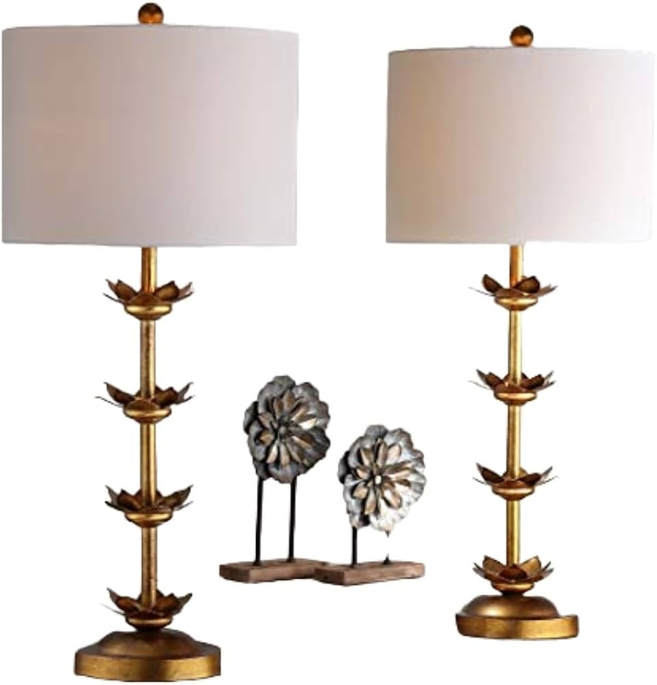 SAFAVIEH Lighting Collection Lani Antique Gold Leaf 32-inch Bedroom Living Room Home Office Desk ... | Amazon (US)