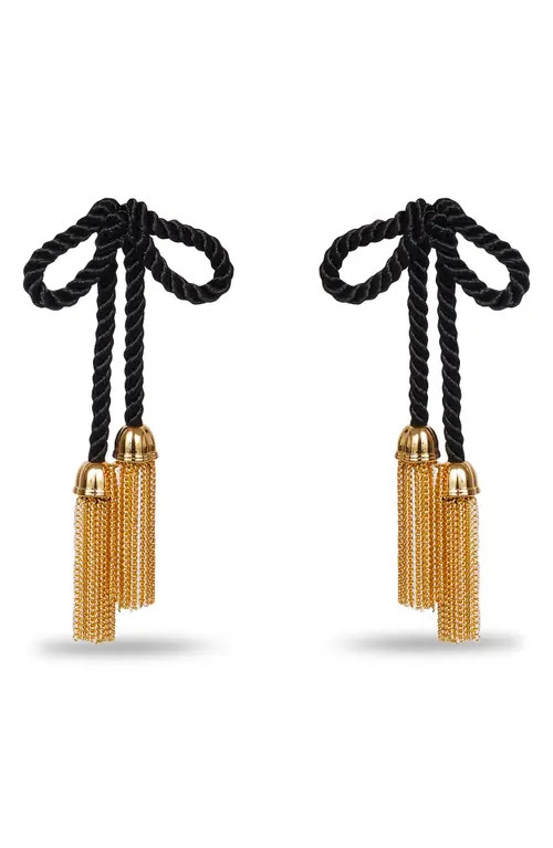 Lele Sadoughi Jet Bow Tassel Drop Earrings at Nordstrom | Nordstrom