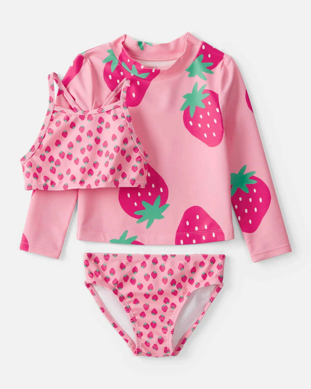 Toddler Girl 3-Piece Strawberry Rashguard Swimsuit Set - Pink | Carter's Inc
