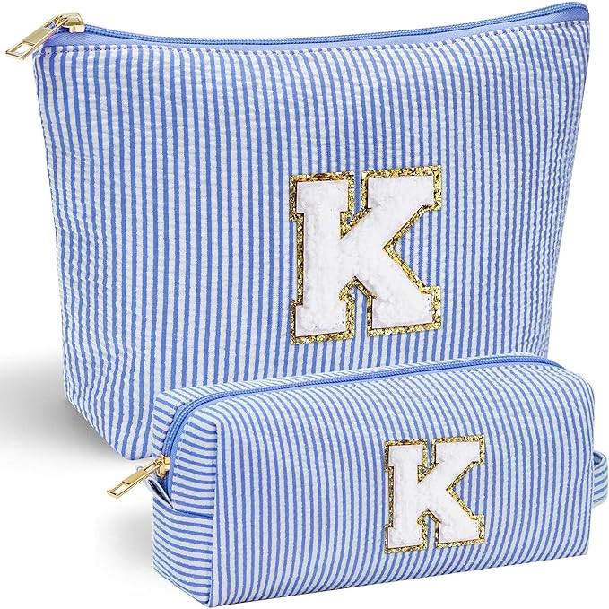 Initial Makeup Bag, Travel Makeup Bag with Small Makeup Bag Travel Essentials Make Up Bag Bridesm... | Amazon (US)