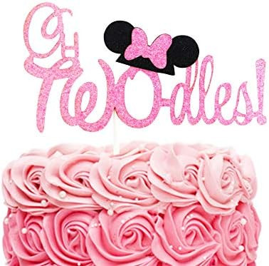 Twodles Cake Topper- Pink Glitter Minnie Inspired Cake Decor Girl Second Birthday Party Supplies | Amazon (US)