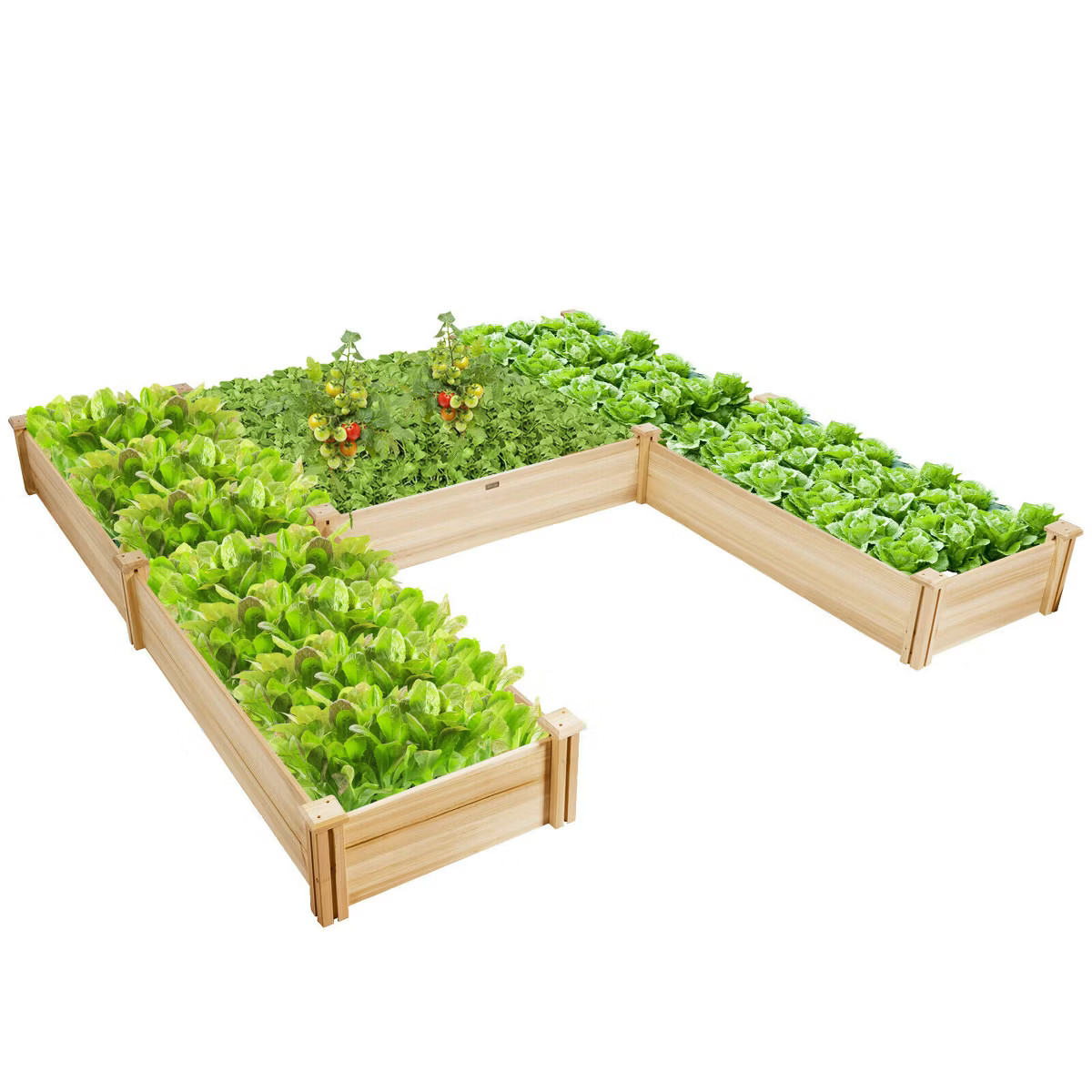 Costway Raised Garden Bed Wooden Garden Box Planter Container U-Shaped Bed 92.5x95x11in | Target