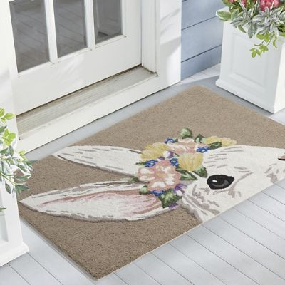 Bunny Blooms Hooked Door Mat | Grandin Road | Grandin Road