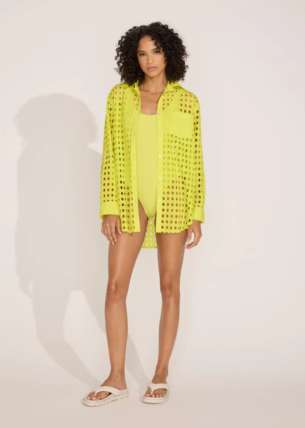 The Eyelet Oxford Tunic in Chartreuse | Solid & Striped