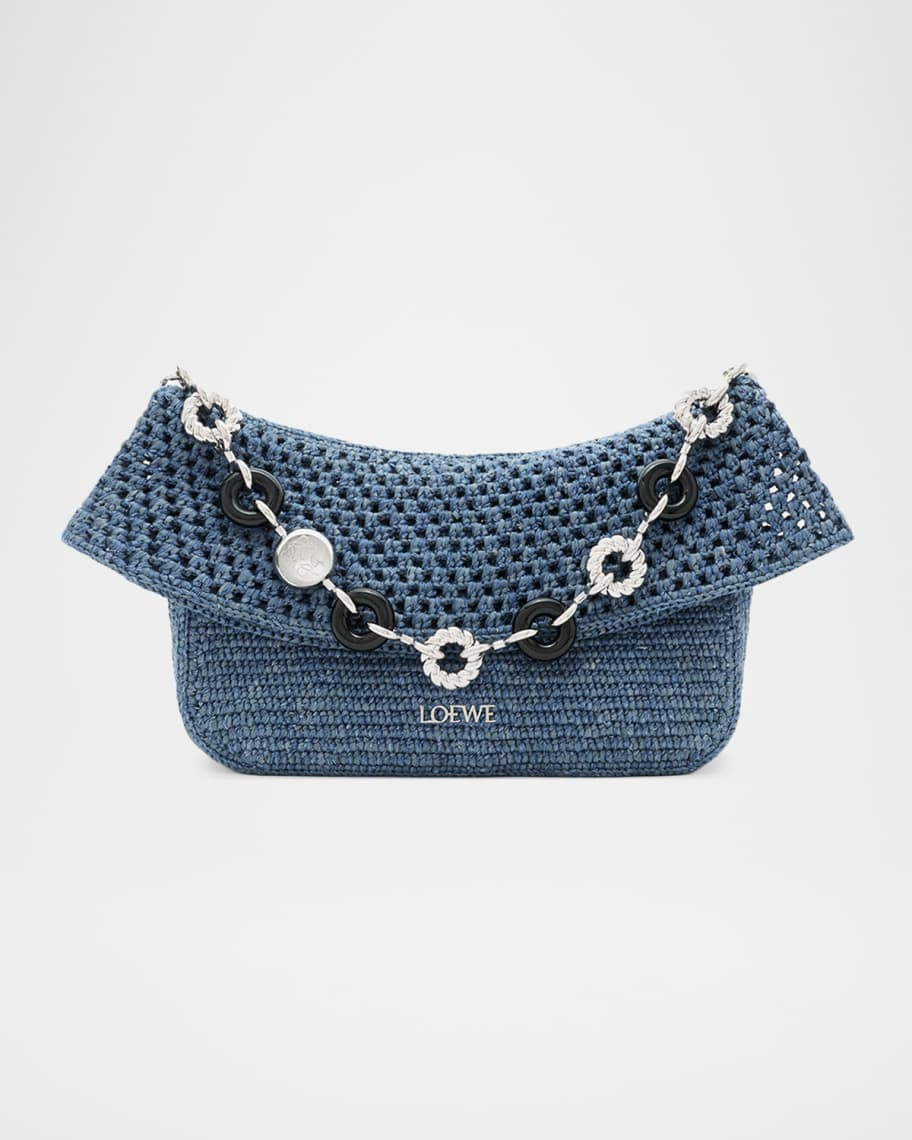 x Paula's Ibiza Ola Medium Bag in Denim-Effect Raffia | Neiman Marcus