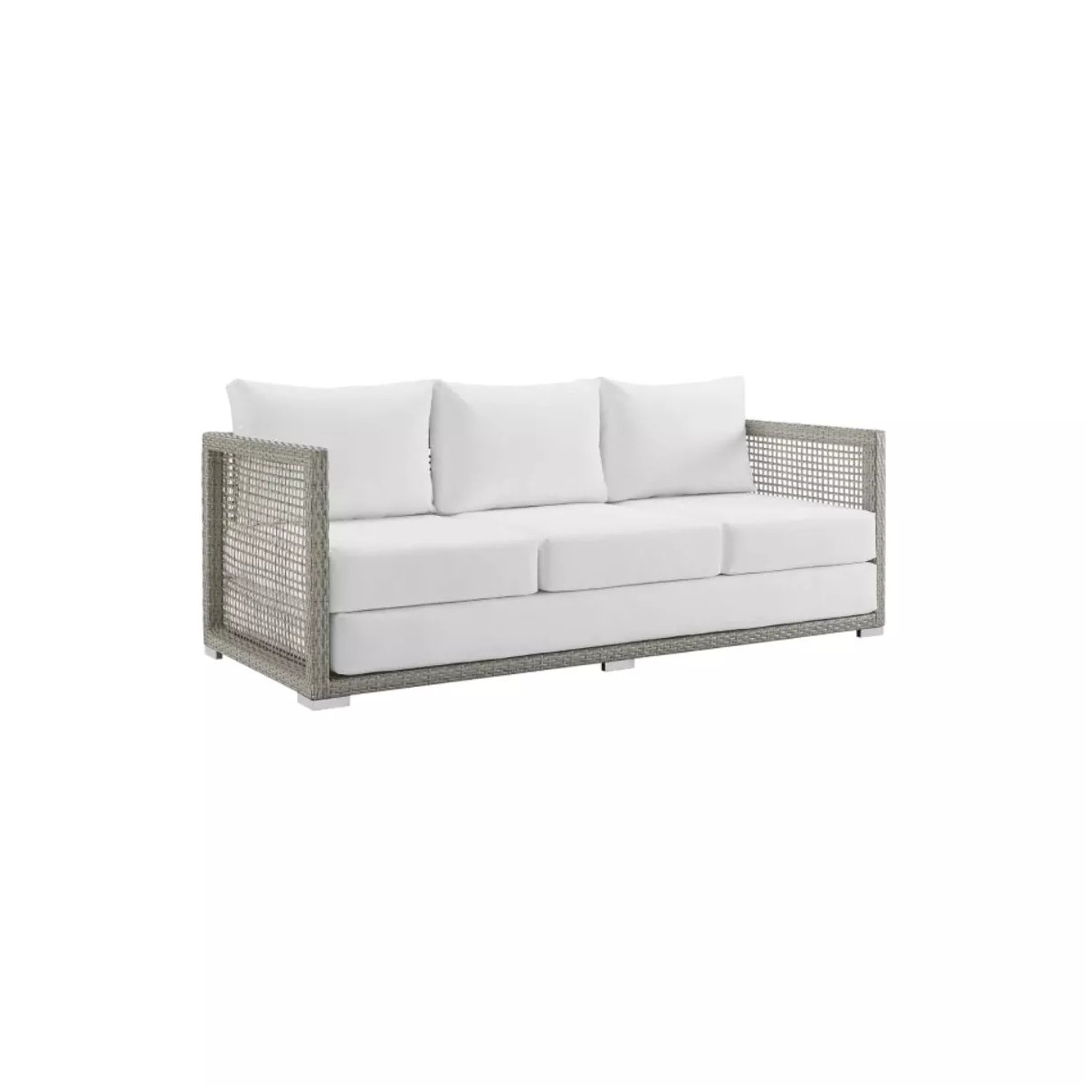 Chic Crate Gray White Wicker Rattan Outdoor Sofa | Target