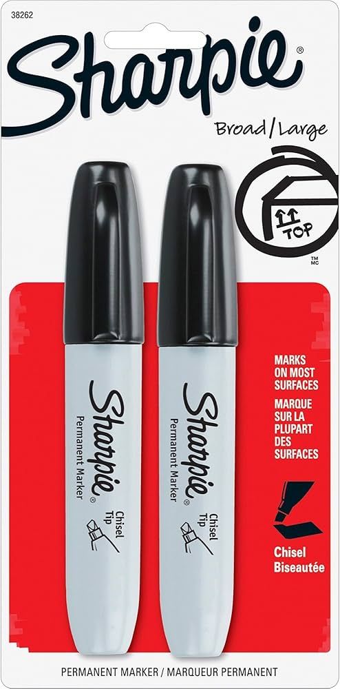 Sharpie 38262PP Sharpie Marker, Chisel Tip, 2/PK, Black | Amazon (US)