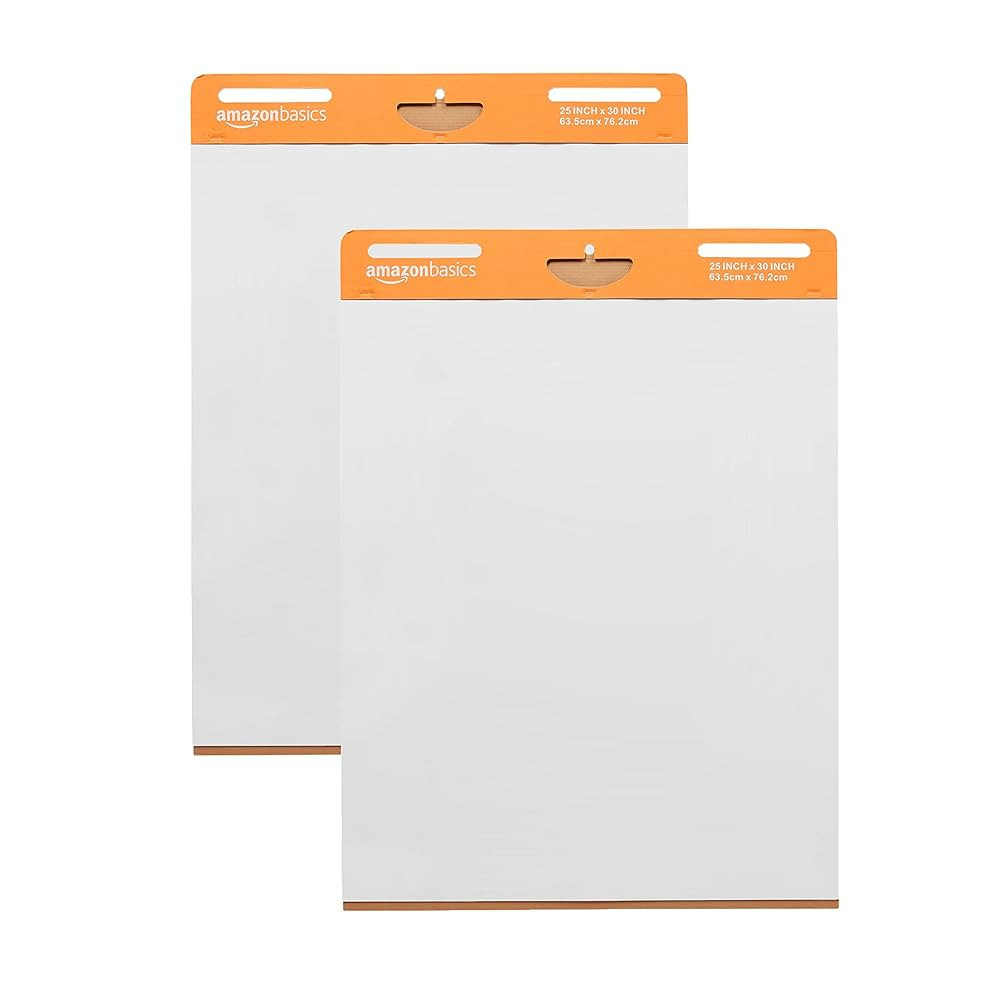 Amazon Basics Sticky Easel Pads for Presentations, 25 x 30 Inch, White, 2 Count | Amazon (US)
