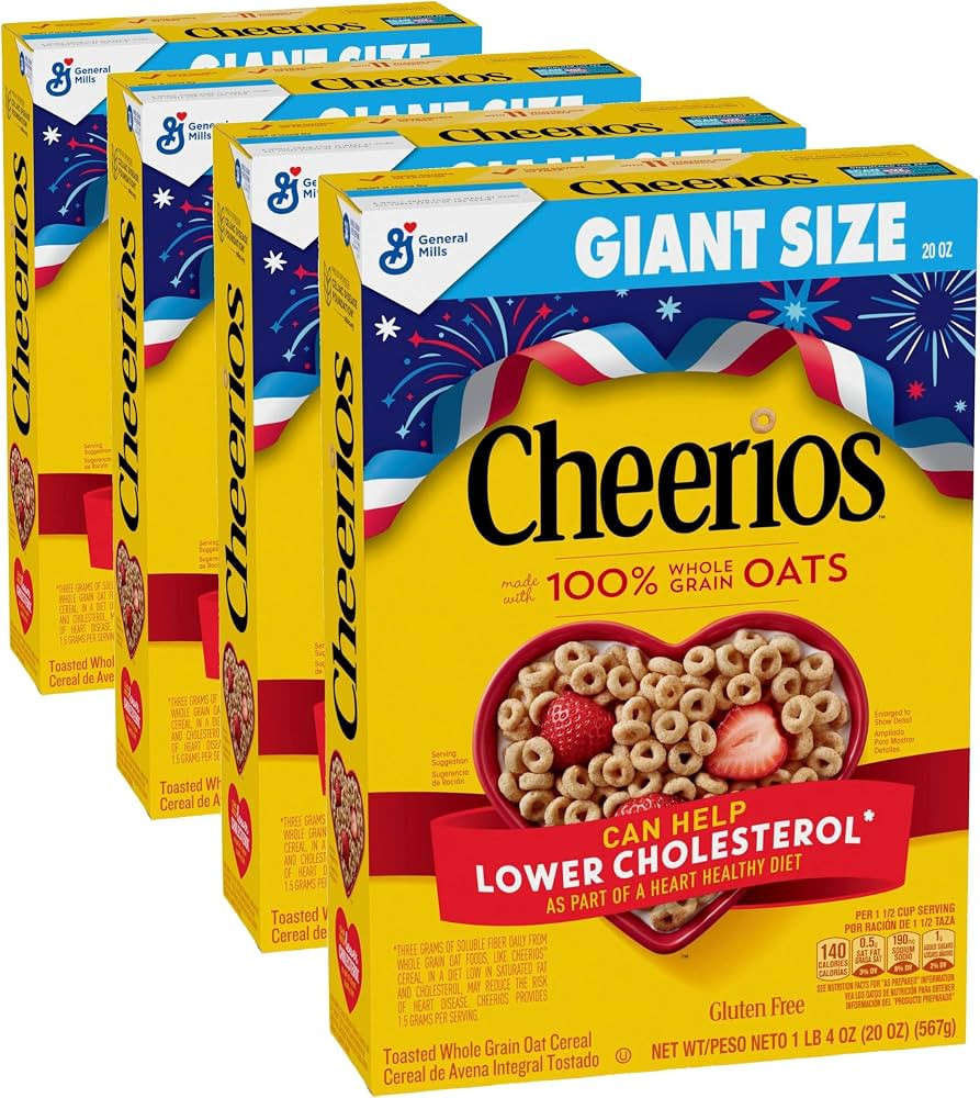 Cheerios, Heart Healthy Gluten Free Breakfast Cereal, Giant Size, 20 oz (Pack of 4) | Amazon (US)