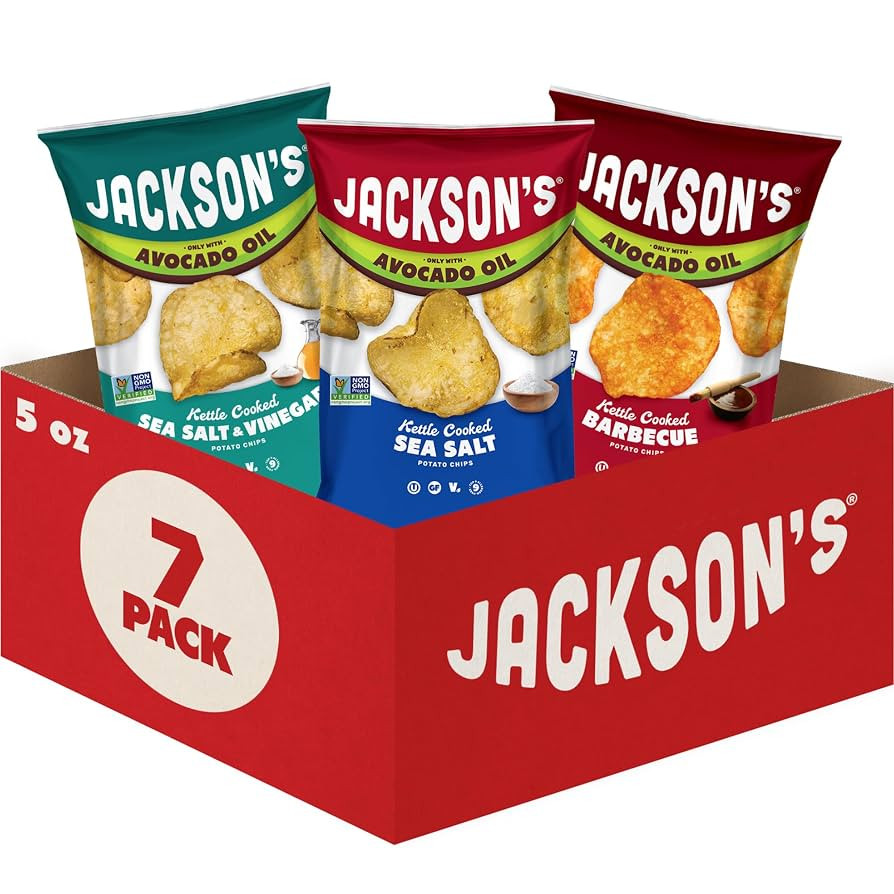 Jackson’s Classic Kettle Potato Chips (Variety Pack, 5 oz, Pack of 7) - Made with Premium Avoca... | Amazon (US)