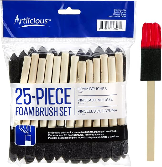 Artlicious Foam Paint Brushes, 25 Pack, 1 Inch, Sponge Brushes for Painting, Sponge Paint Brush, ... | Amazon (US)