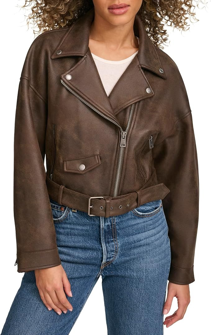Levi's womens Faux Leather Cropped Moto Jacket | Amazon (US)