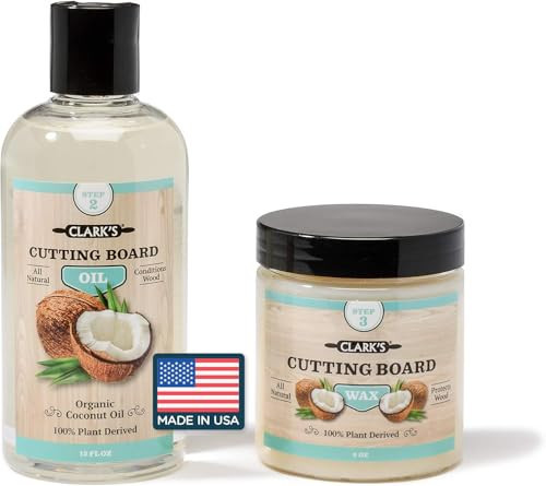 CLARK'S Cutting Board Care Kit with Coconut Oil - Includes Butcher Block Oil and Wax - Made with Refined Coconut Oil, Natural Beeswax, and Carnauba Wax - For Kitchen Countertops and Butcher Blocks | Amazon (US)