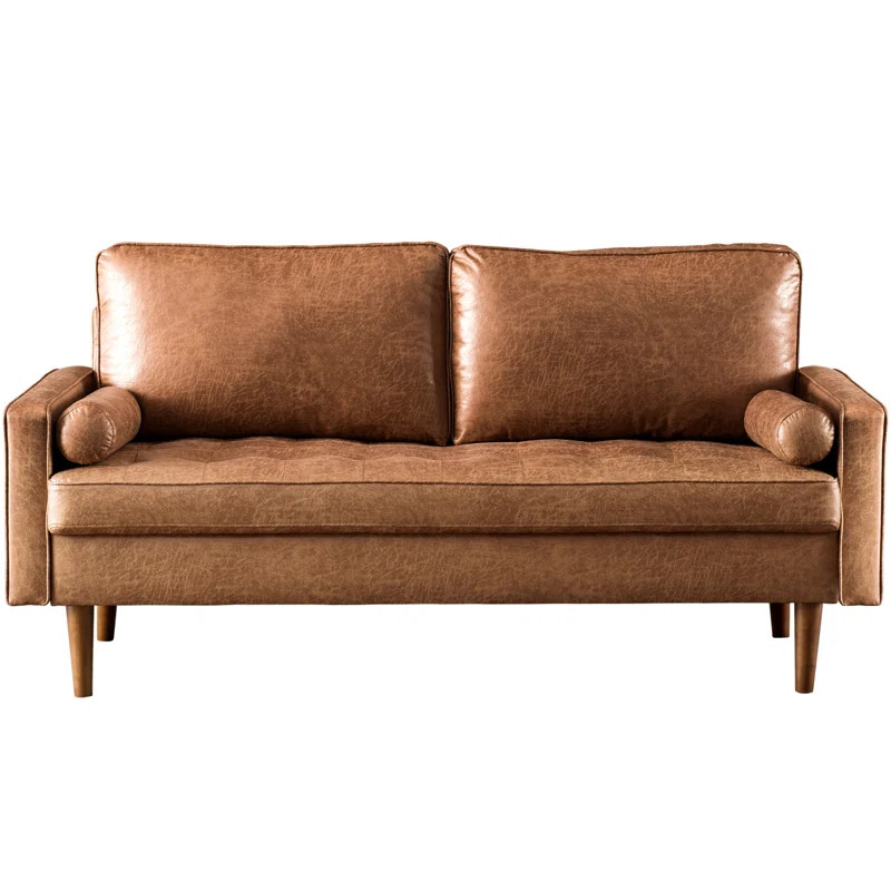 Aisha 70" Faux Leather Square Arm Loveseat | Wayfair North America