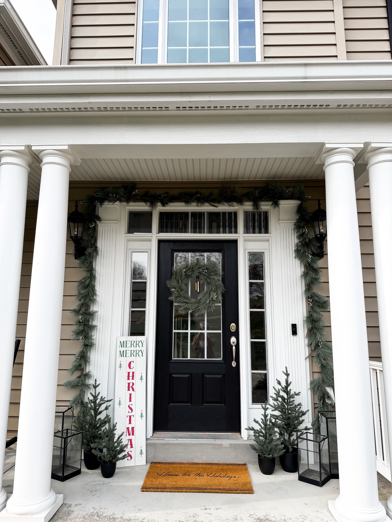 Holiday decor from Target! How we’ve decorated the porch for the holidays so far! Linked the garland, wreath, and pre-lit potter artificial trees! 

#LTKHome #LTKFindsUnder50 #LTKHoliday