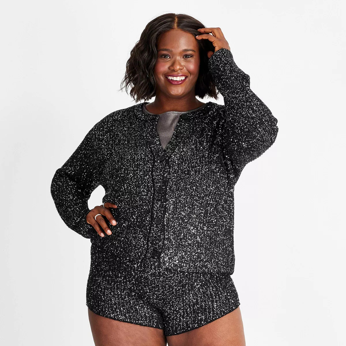 Women's Sequin Cardigan - Future Collective Black | Target