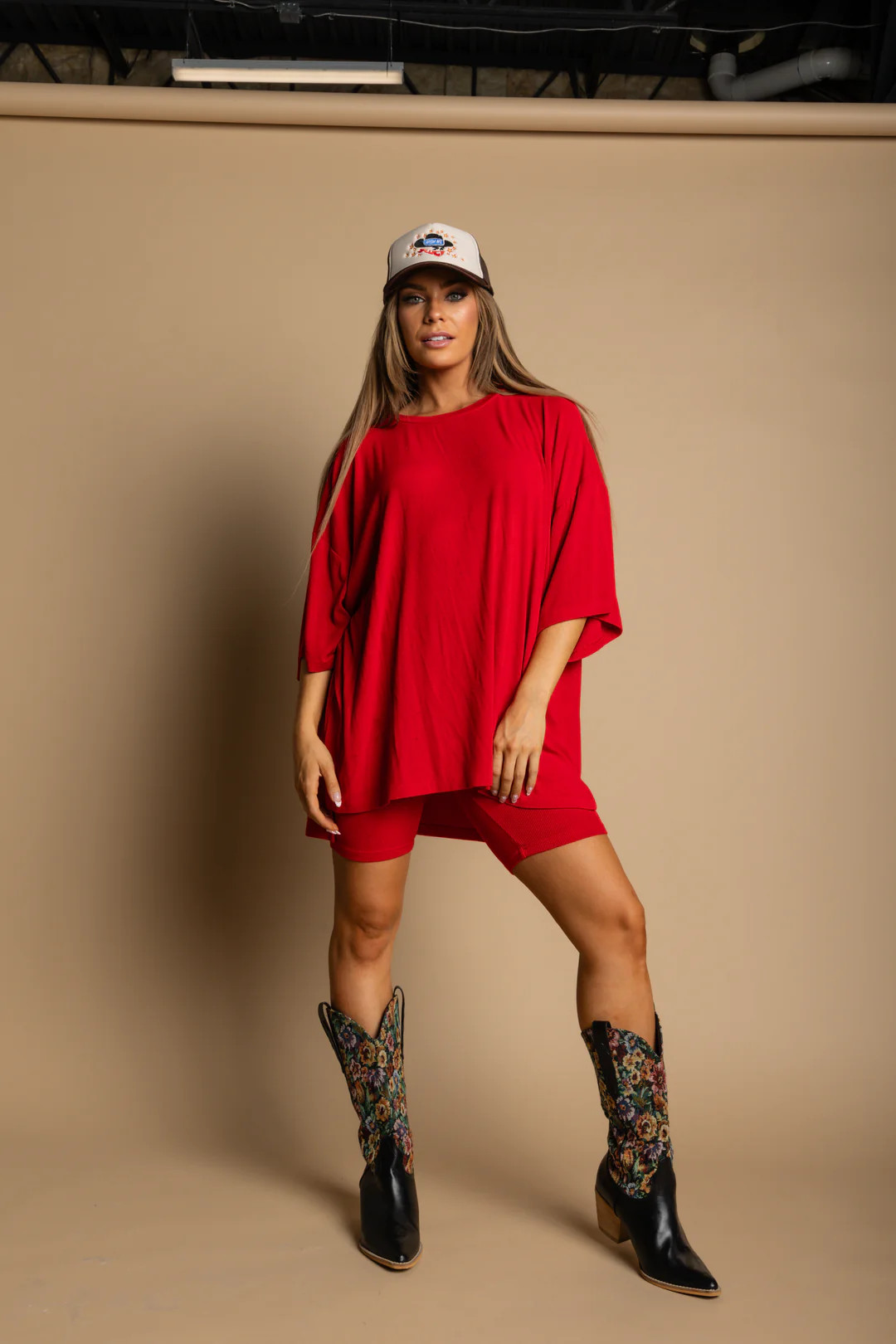 Day Dreamer Ribbed Biker Set - Red | WKNDchasers