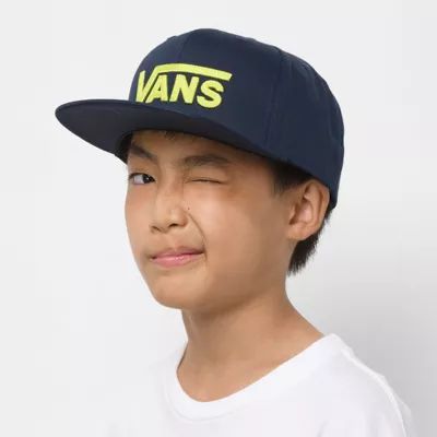 Vans Kids By Drop V Snapback Hat (Dress Blues/Safety Yellow) | Vans (US)