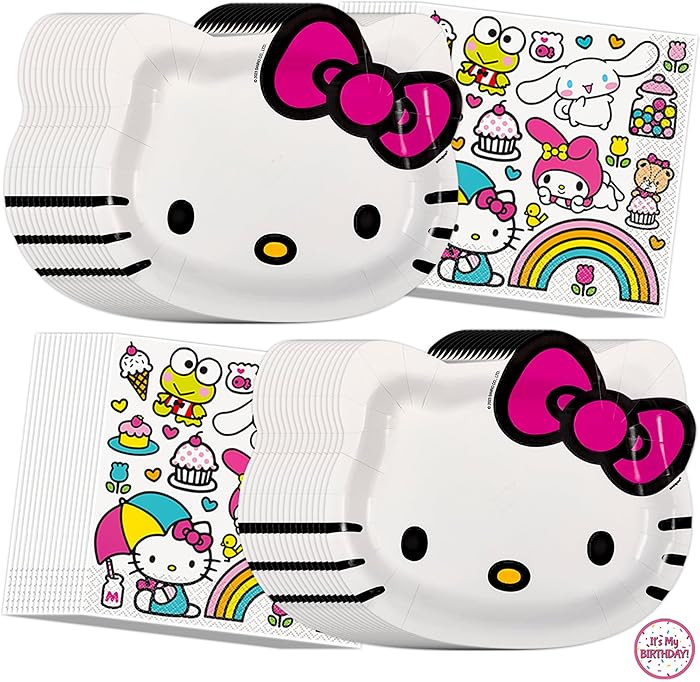 Hello Kitty Birthday Decorations & Party Supplies | Serves 32 | Hello Kitty Plates and Napkins, S... | Amazon (US)