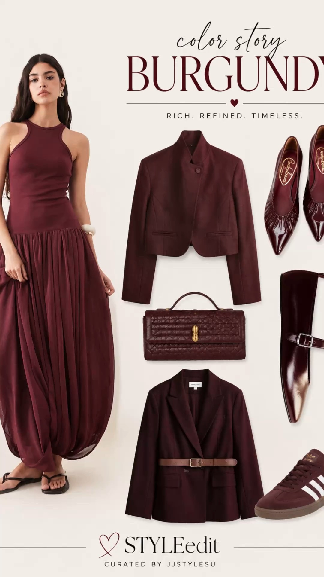 Burgundy is having a major moment for fall 🍂


Rich, refined, and effortlessly timeless—this color instantly elevates any wardrobe. Whether you style it with tailored blazers, sleek flats, statement bags, or casual sneakers, burgundy is the shade that makes every outfit look more polished.

I’m rounding up my favorite burgundy finds to help you embrace one of the season’s biggest color trends. 

🍷Which burgundy piece would you wear first?


#LTKStyle #LTKFashion #StyleEdit #BurgundyStyle #FallStyle #FallFashion #ColorTrend #WearTheTrend #ClassicStyle #TimelessFashion #Over40Style #FashionOver40 #EverydayStyle #WardrobeInspiration #NeutralStyle #ElevatedStyle #CapsuleWardrobe #ChicStyle #JJStylesU #LTKFall #FallFashion

#LTKSeasonal #LTKOver40 #LTKootd