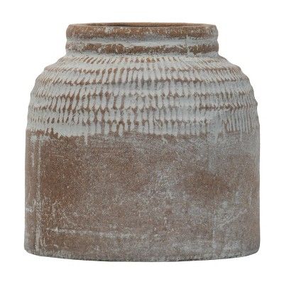 Small Antique Brown Glazed Terracotta Planter Pot with Whitewashed Finish - Foreside Home & Garde... | Target