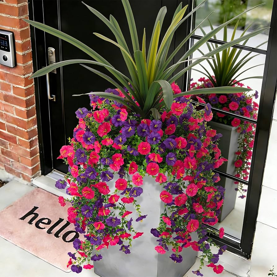 Fake Artificial Morning Glory Flowers for Outdoors, 1 Bundles Faux Greenery Plants UV Resistant W... | Amazon (US)