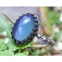 sterling silver DAISY CHAIN mood ring hippie  hippy chick 14x10mm mood ring handcrafted cocktail ring any size | Etsy (US)