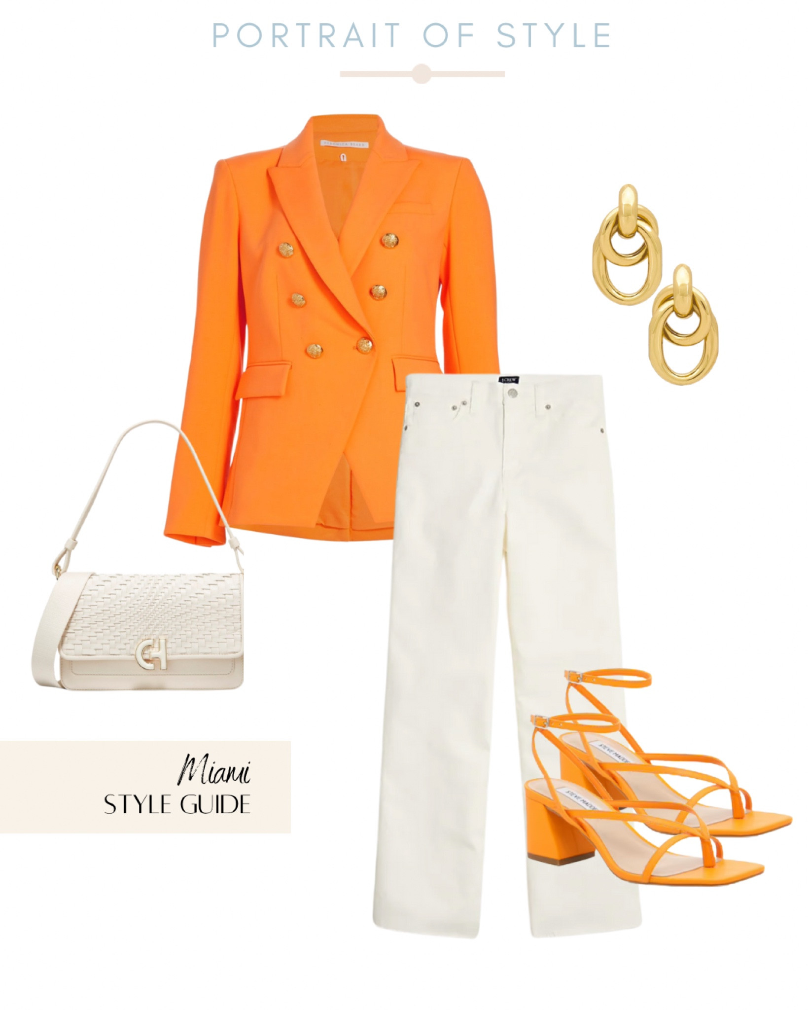 Miami inspired outfit for your next vacation to South FL. 

#orangeblazer #blazer #whitepants #sandals #orangeheels #whitebag #summerbags #goldearrings #whitedenim #miami #miamioutfit #southfloridastyle #southflorida

#LTKFind #LTKunder100 #LTKworkwear