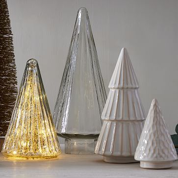 Light-Up Mercury Glass Christmas Trees - Silver | West Elm (US)