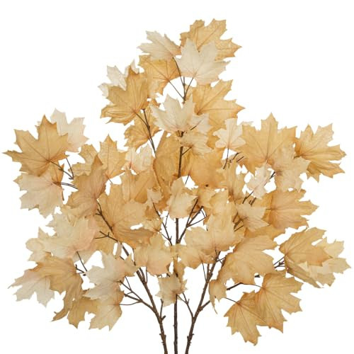 3Pcs Artificial Maple Leaves Branches, Fall Faux Maple Plants Stems with Realistic Leaves for Vase, Fall Decorations for Indoor Outdoor Halloween Thanksgiving Farmhouse Arrangement Decorations | Amazon (US)