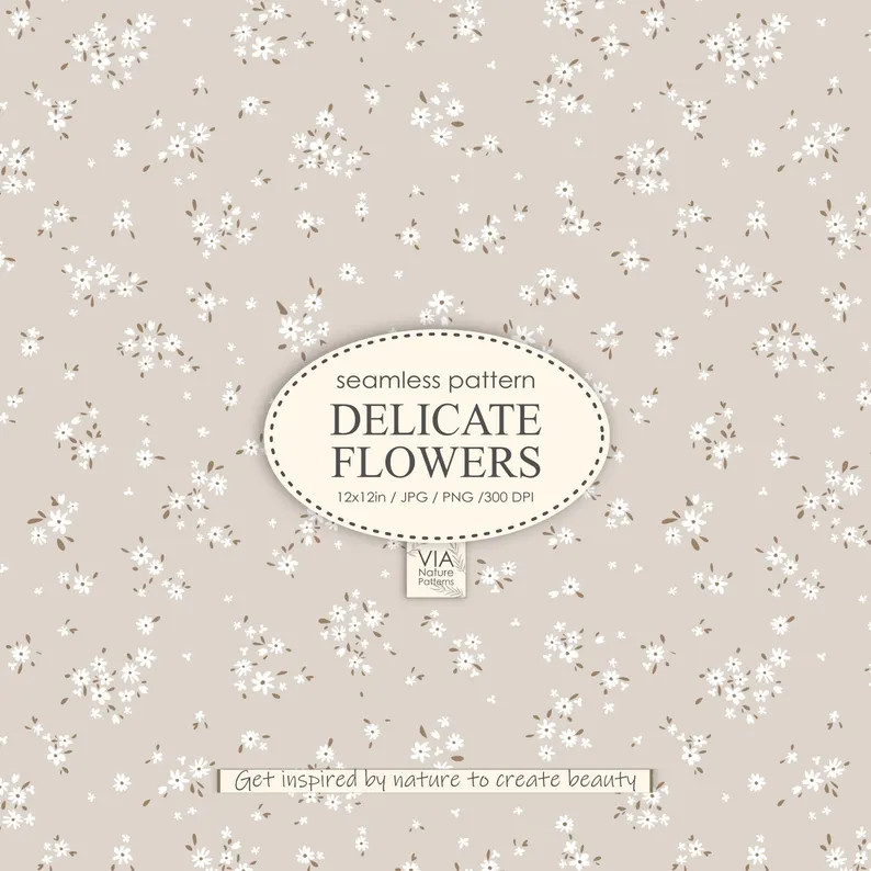 Ditsy Floral Beige Seamless Pattern, Wildflowers for Fabric, Liberty Ditsy Print, Baby Small Tiny... | Etsy (US)