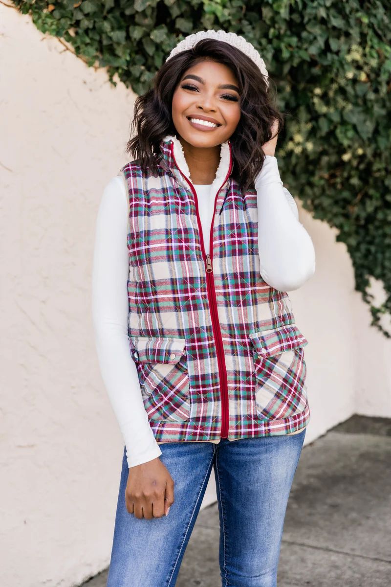 Thinking Of You Plaid Red Vest SALE | The Pink Lily Boutique
