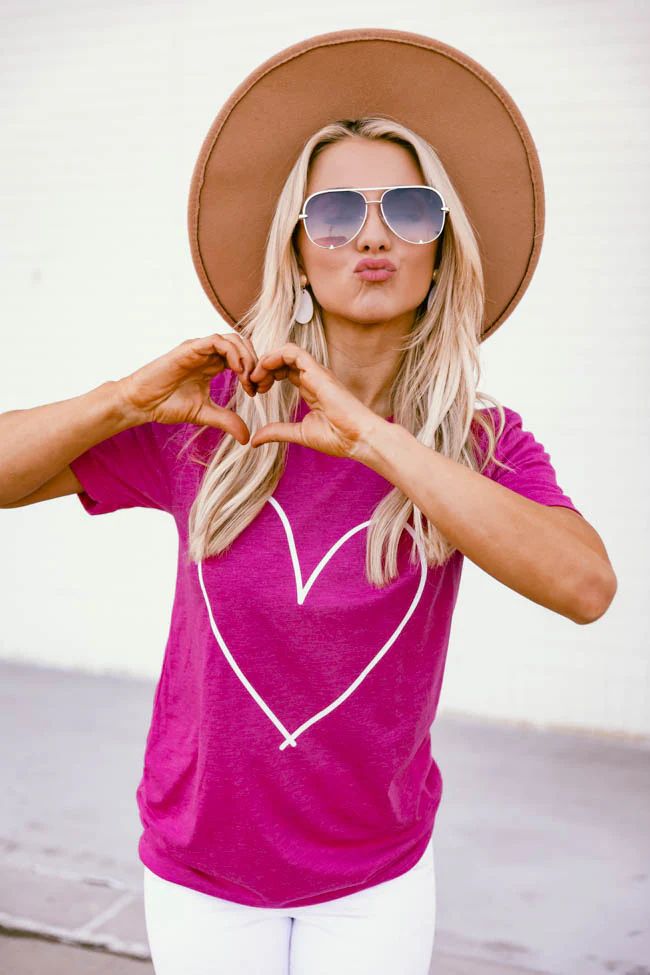 Heart Outline Berry Graphic Tee | The Pink Lily Boutique