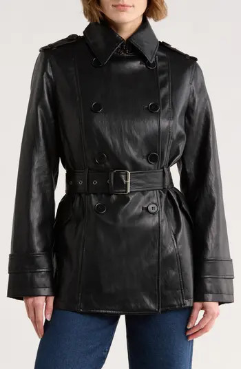 Belted Faux Leather Trench Coat | Nordstrom Rack