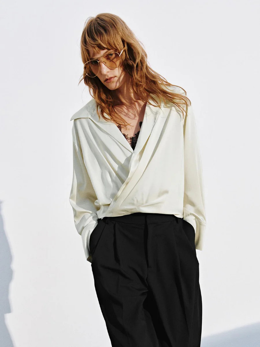 Polo Neck Lace Detail Overhead Shirt | Urban Revivo