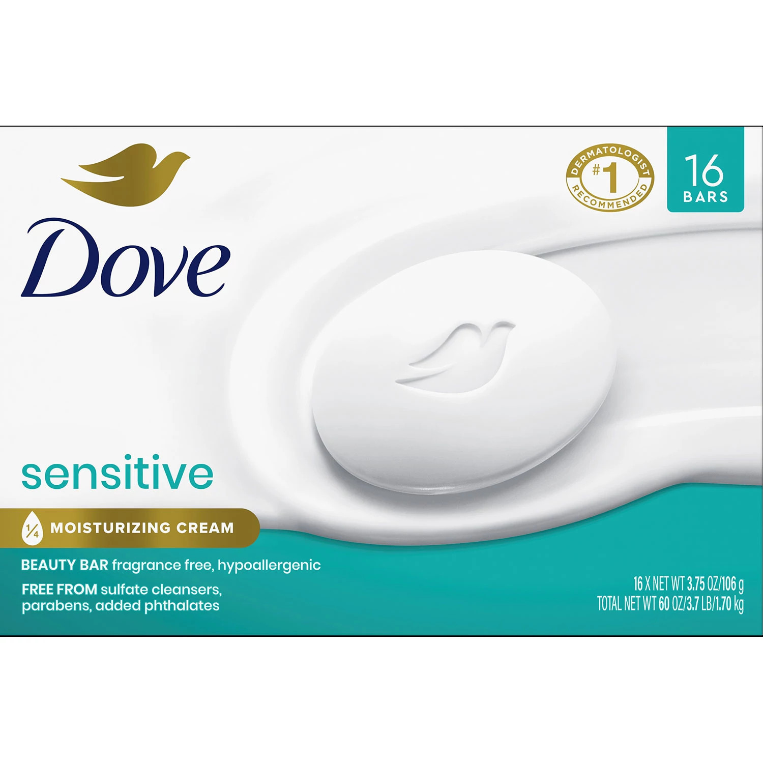 Dove Beauty Bar Soap, Sensitive Skin, 3.75 oz., 16 ct. | Sam's Club