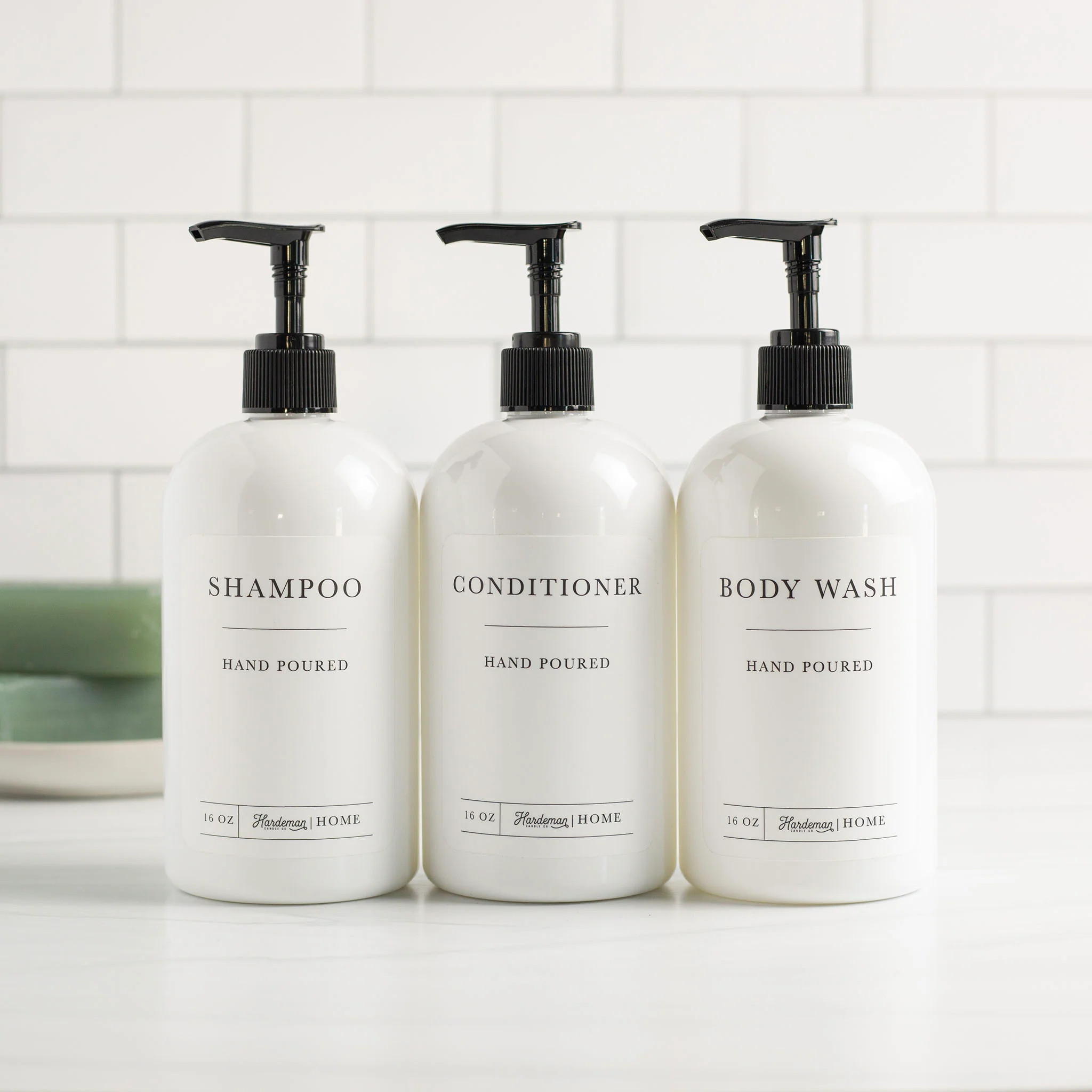 White Plastic Shower Dispenser Bundle | Hardeman Home