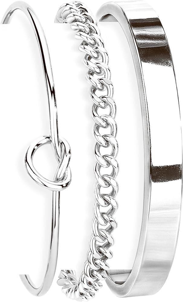 Gold Bangle Cuff Bracelet for Women, Dainty 14K Gold Cuban Forever Love Knot Infinity Bracelets f... | Amazon (US)