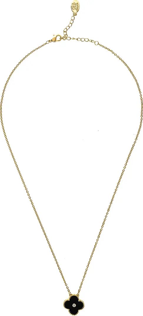 Onyx CZ Clover Pendant Necklace | Nordstrom Rack